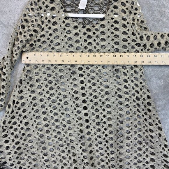 Design Today's Shirt Womens Medium Beige Black Cutout Lace Tunic Made USA - Picture 5 of 8